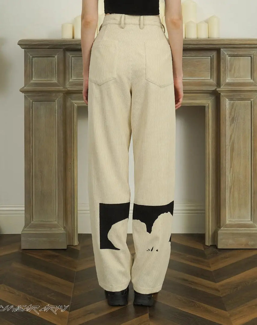Women’s Beige Textured Techwear Streetwear Pants - Denim