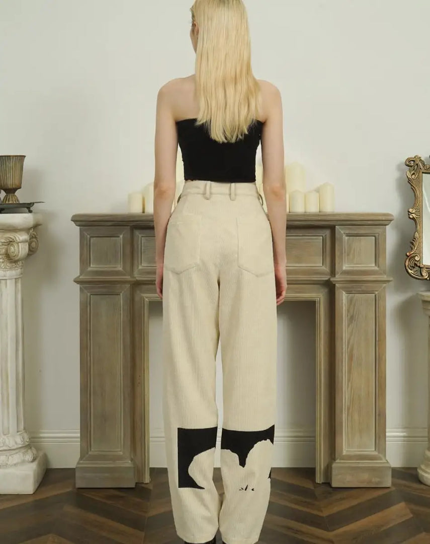 Women’s Beige Textured Techwear Streetwear Pants - Denim